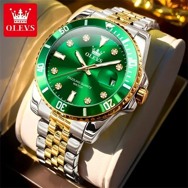 OLEVS Stainless Steel Luminous Quartz Sport Watch 9809