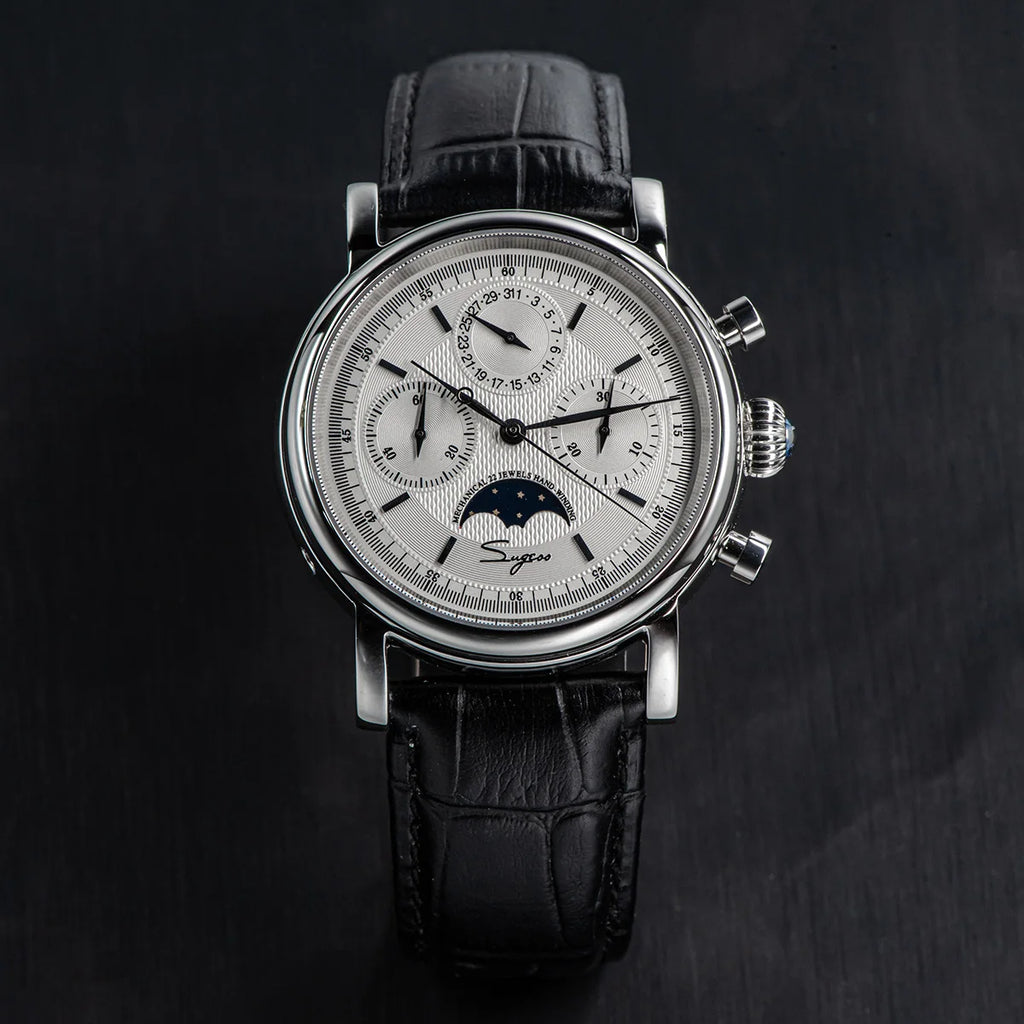 SUGESS Pilot Mechanical Chronograph Moonphase Calendar Watch ST1908