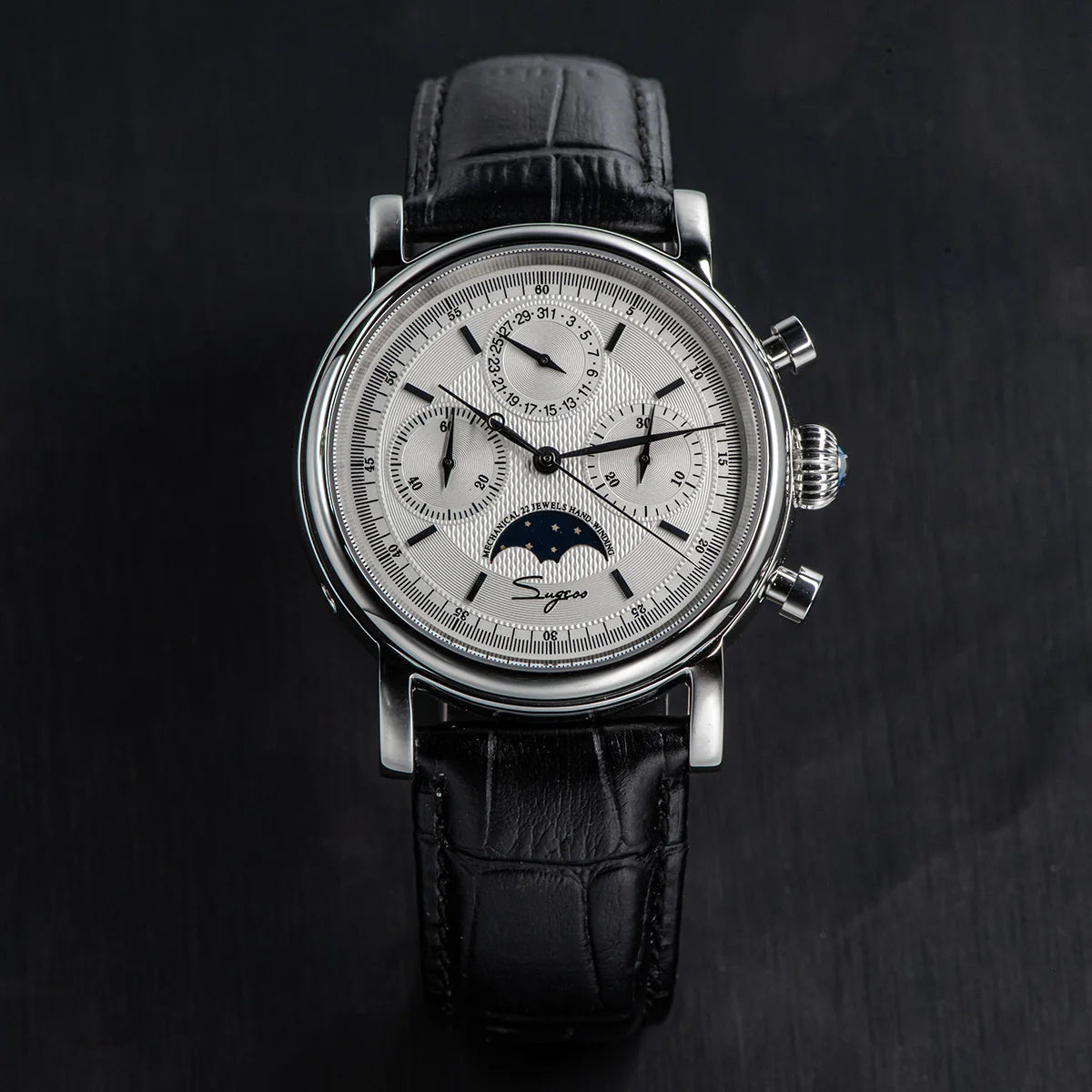 SUGESS Pilot Mechanical Chronograph Moonphase Calendar Watch ST1908