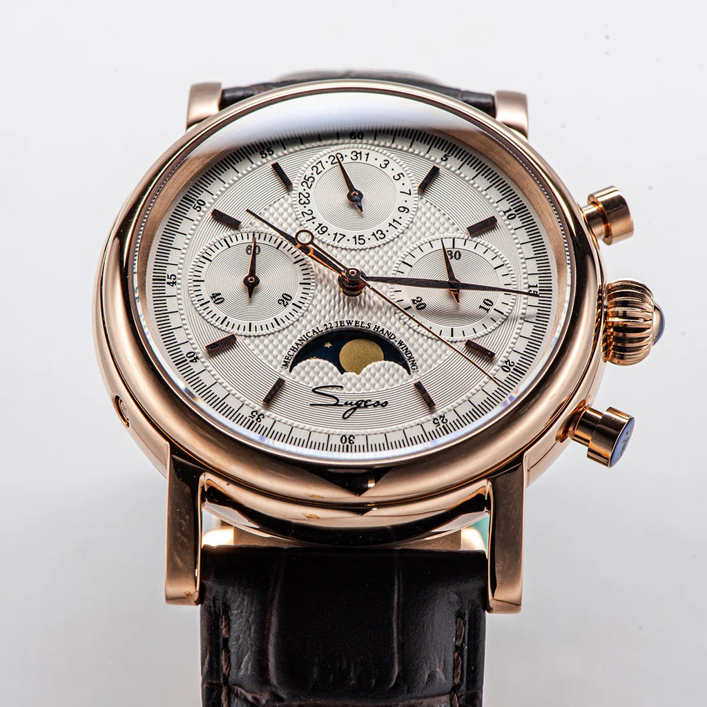 SUGESS Pilot Mechanical Chronograph Moonphase Calendar Watch ST1908