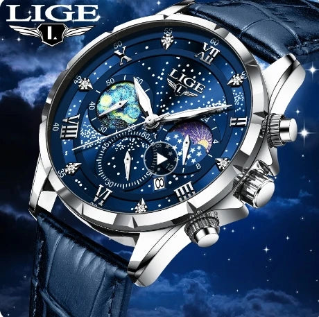 LIGE Stainless Steel Men's Quartz Luxury Watch 89107