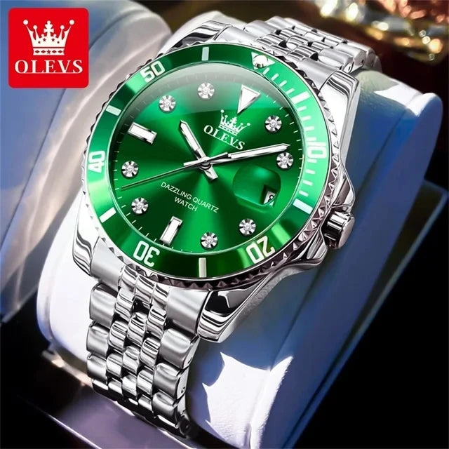 OLEVS Stainless Steel Luminous Quartz Sport Watch 9809
