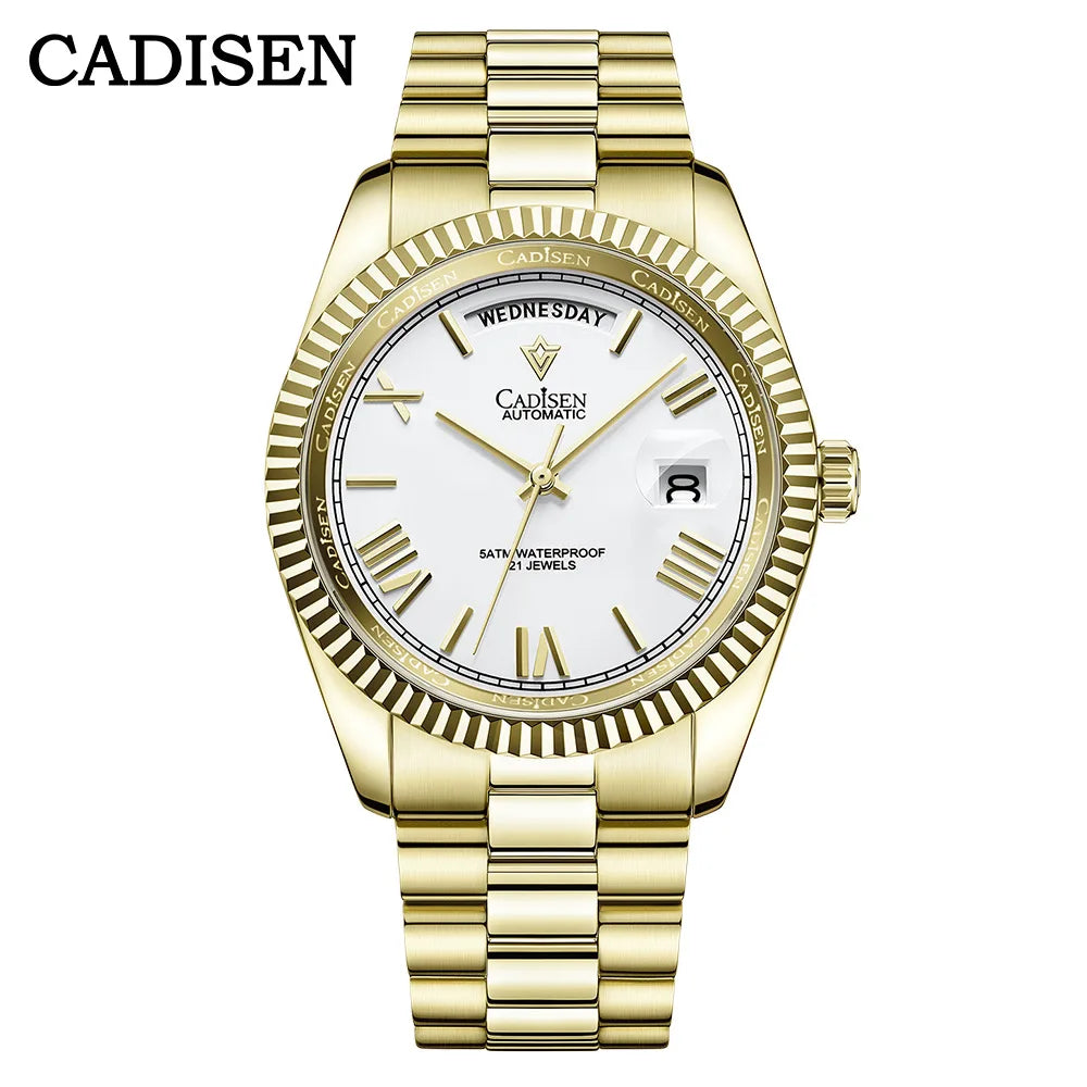 CADISEN Automatic Mechanical Day-Date Stainless Steel Watch 8285