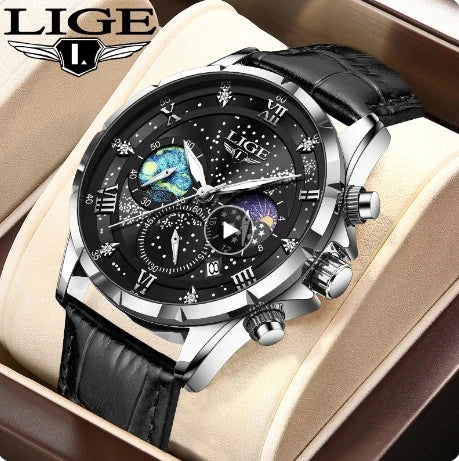 LIGE Stainless Steel Men's Quartz Luxury Watch 89107