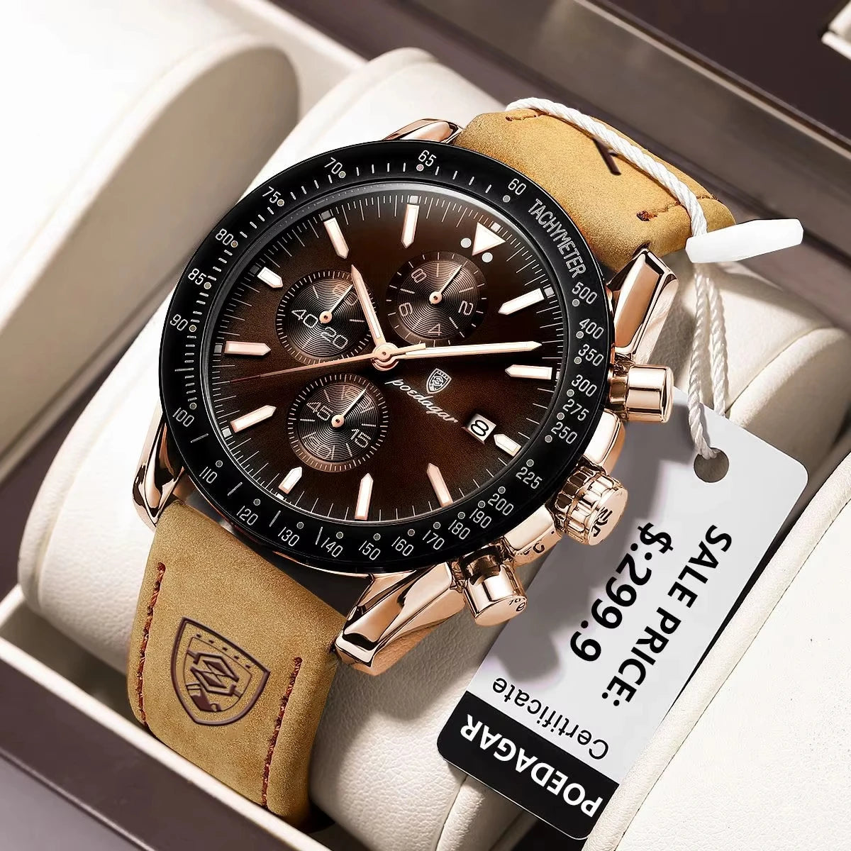 POEDAGAR Fashion Quartz Men's Watch Luxury Chronograph 988
