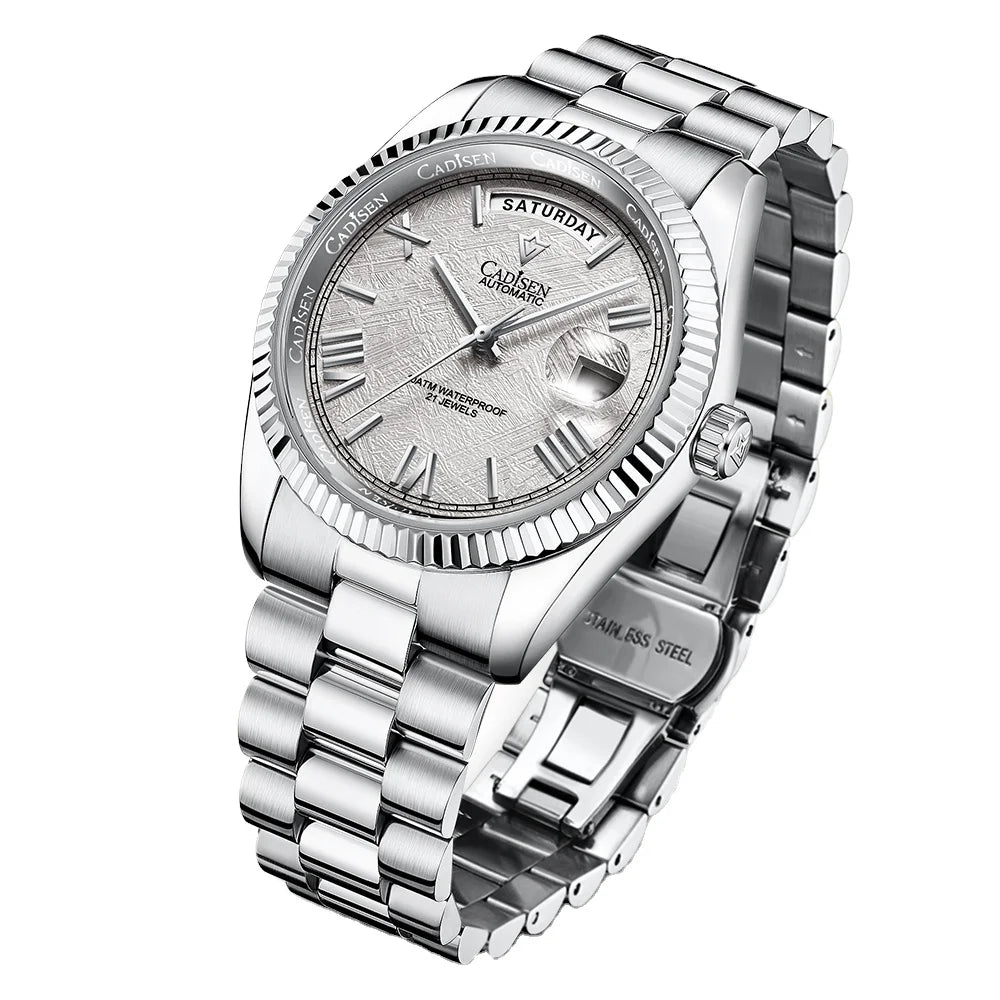CADISEN Automatic Mechanical Day-Date Stainless Steel Watch 8285