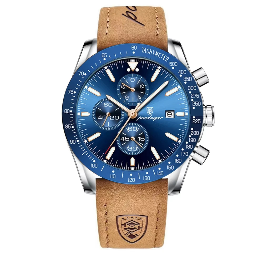 POEDAGAR Fashion Quartz Men's Watch Luxury Chronograph 988
