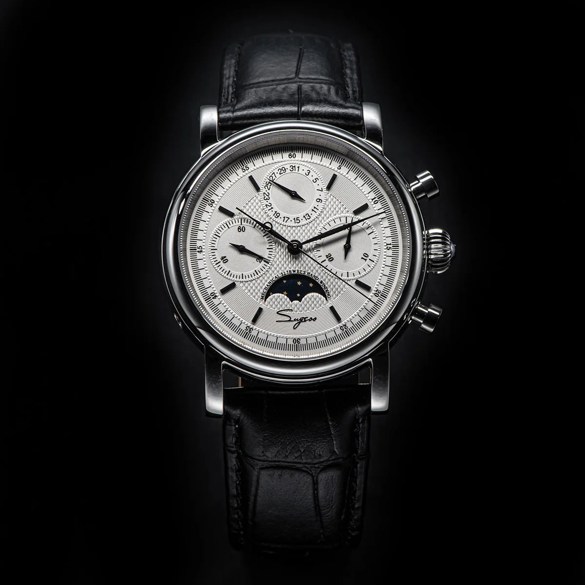 SUGESS Pilot Mechanical Chronograph Moonphase Calendar Watch ST1908