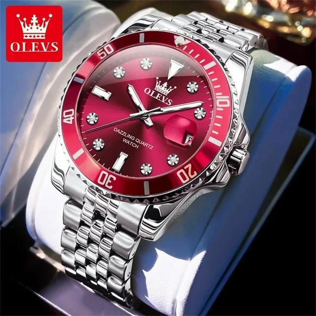 OLEVS Stainless Steel Luminous Quartz Sport Watch 9809