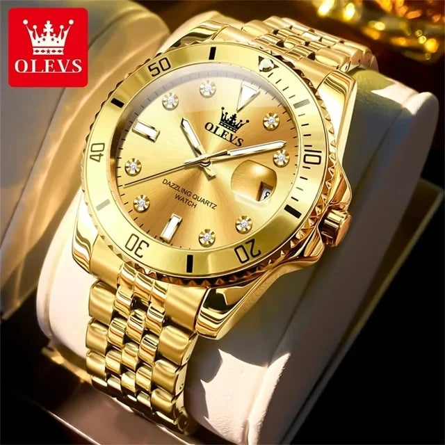 OLEVS Stainless Steel Luminous Quartz Sport Watch 9809