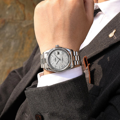 CADISEN Automatic Mechanical Day-Date Stainless Steel Watch 8285