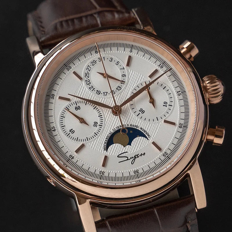 SUGESS Mechanical Chronograph Moonphase Calendar Watch ST1908