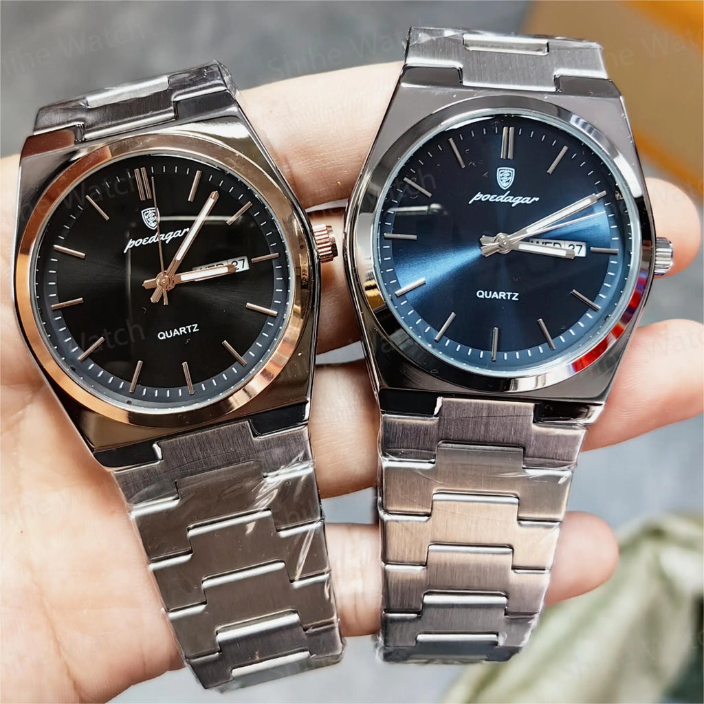 POEDAGAR Fashion Swiss Style Quartz Men's Watch Stainless Steel Chronograph 930
