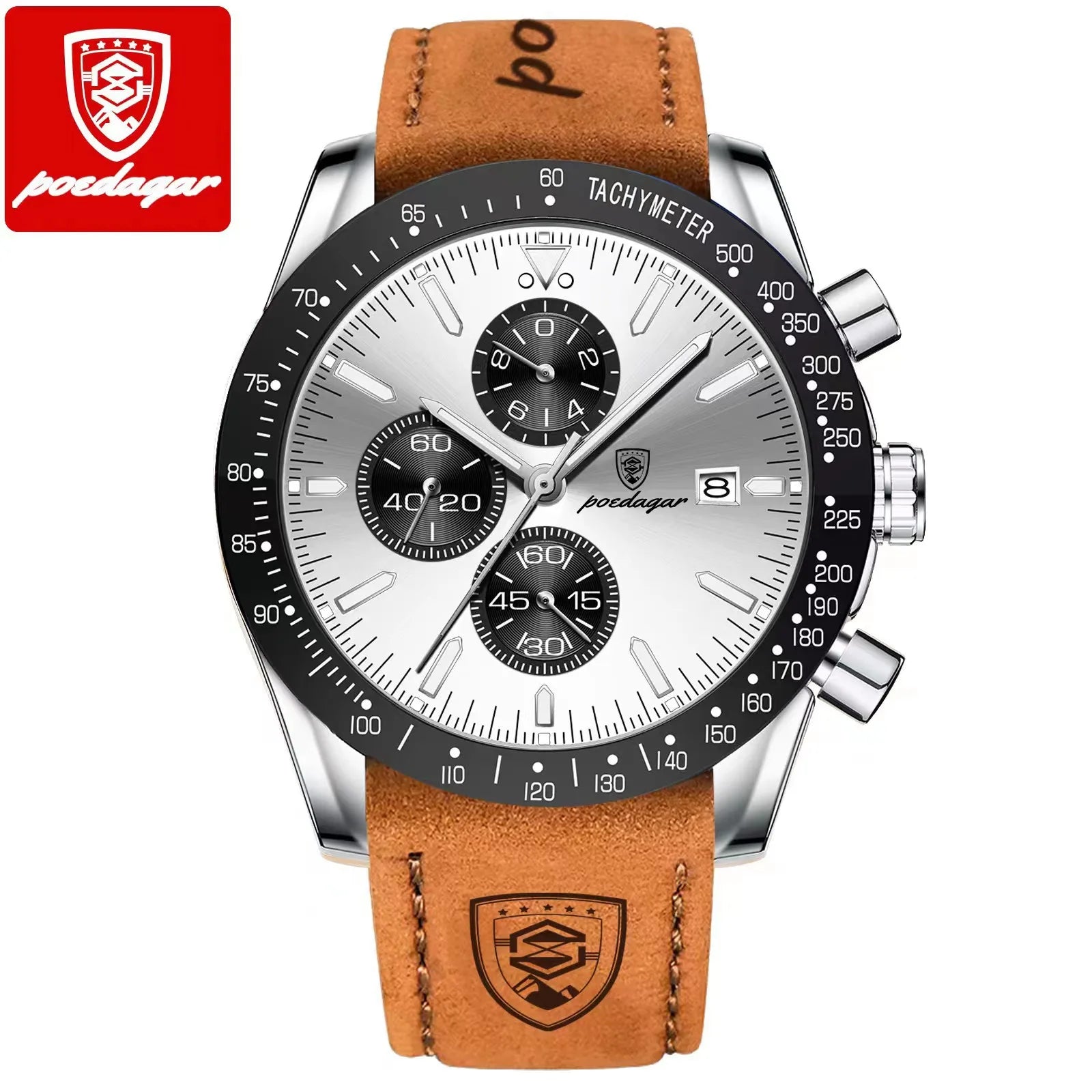 POEDAGAR Sport Chronograph Quartz Watch 44mm P988