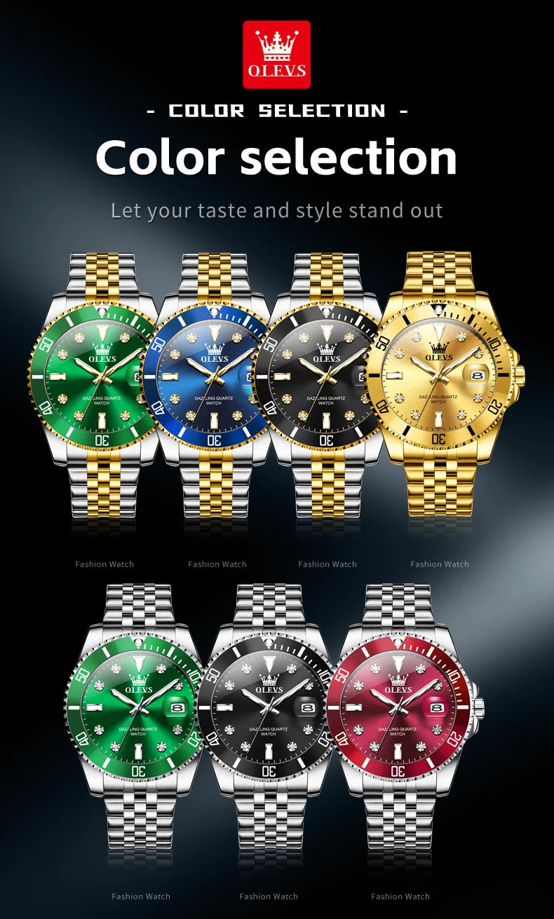 OLEVS Stainless Steel Luminous Quartz Sport Watch 9809