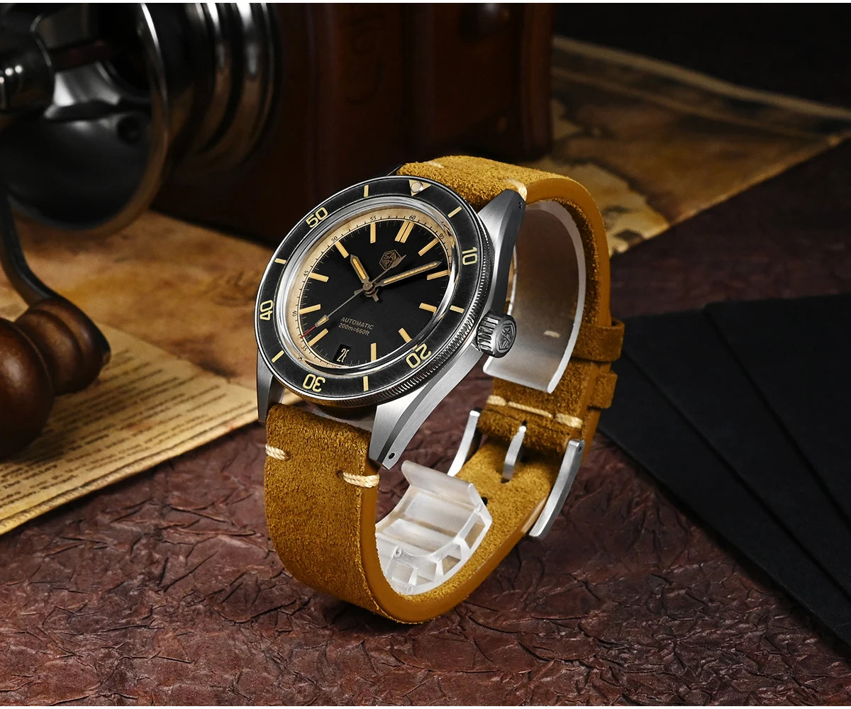 SAN MARTIN Vintage Distressed Automatic Dive Watch NH35 SN0116