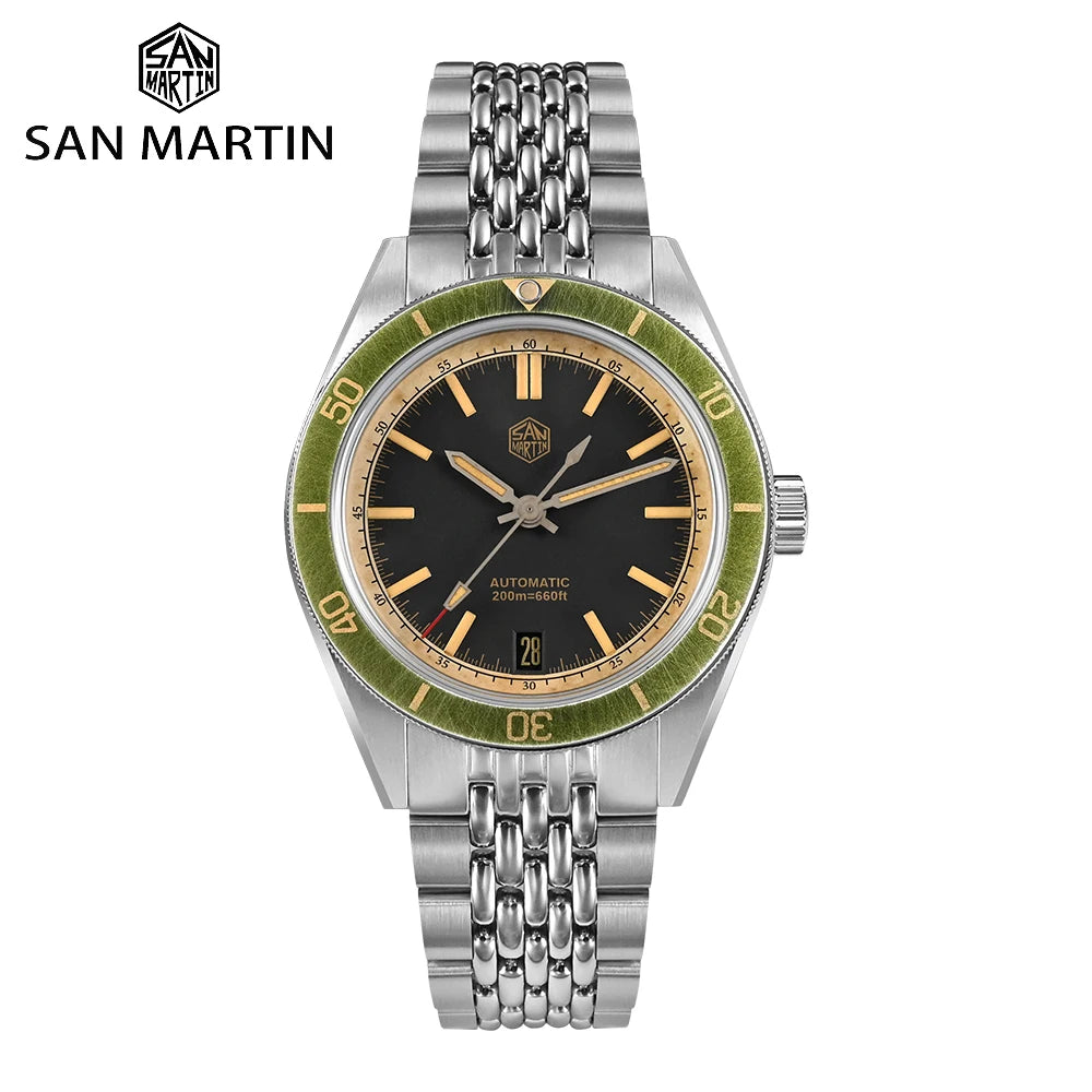 SAN MARTIN Vintage Distressed Automatic Dive Watch NH35 SN0116