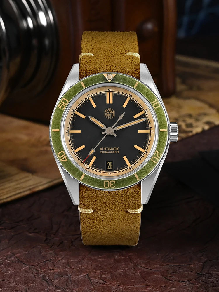 SAN MARTIN Vintage Distressed Automatic Dive Watch NH35 SN0116