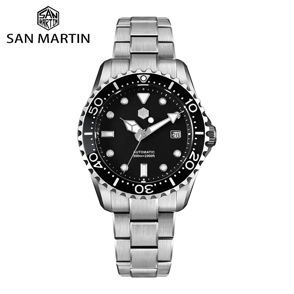 SAN MARTIN Automatic Diver Watch Enamel Dial 300m SN0009GD