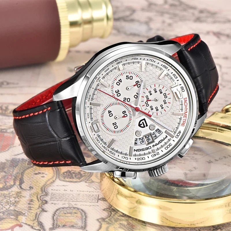 PAGANI DESIGN Military Style Quartz Leather Watch 2024 PD 3306