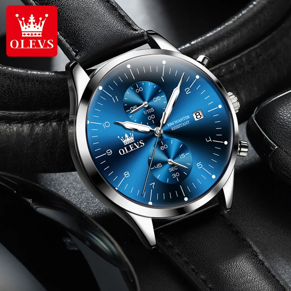 OLEVS Brand Belt Men's Chronograph Calendar Quartz Watch 2880