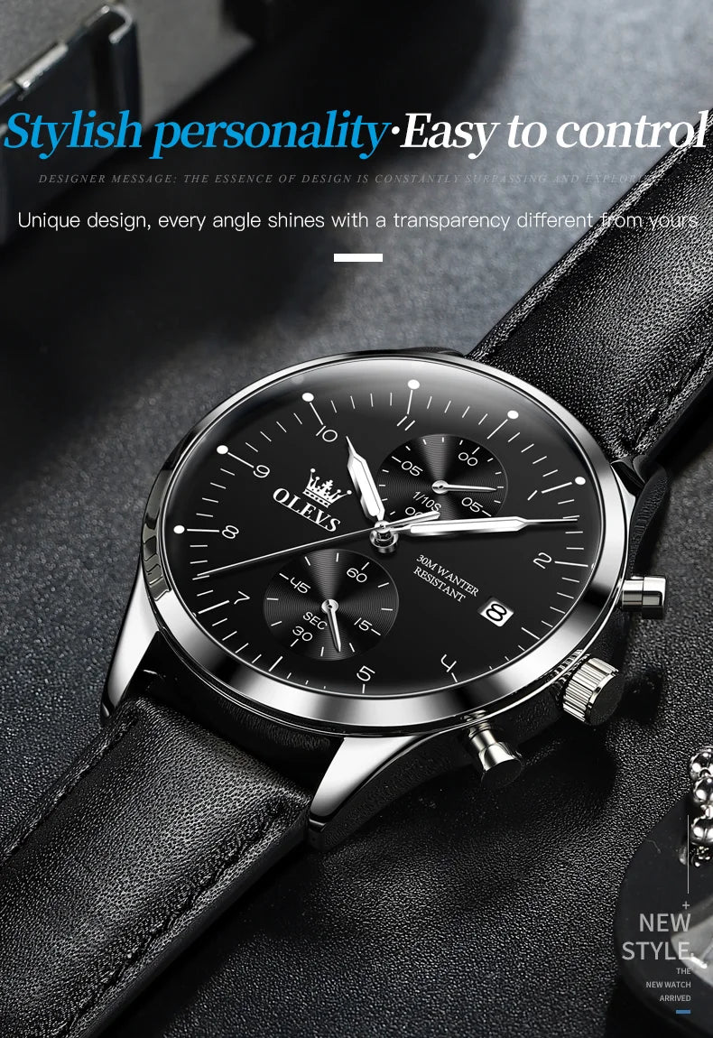 OLEVS Brand Belt Men's Chronograph Calendar Quartz Watch 2880