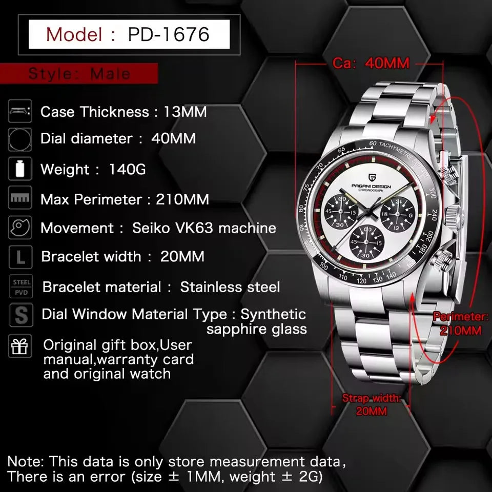 PAGANI DESIGN Panda Chronograph Quartz Watch VK63 2025