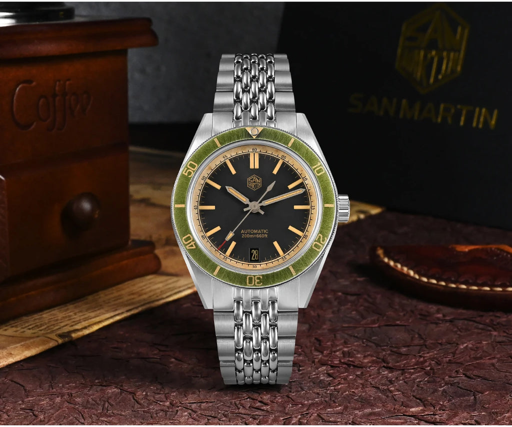SAN MARTIN Vintage Distressed Automatic Dive Watch NH35 SN0116
