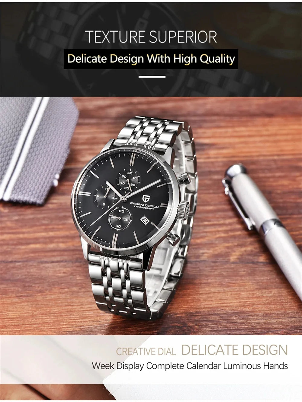 PAGANI DESIGN Men’s Multifunction Chronograph Quartz Watch VK67 PD-2720