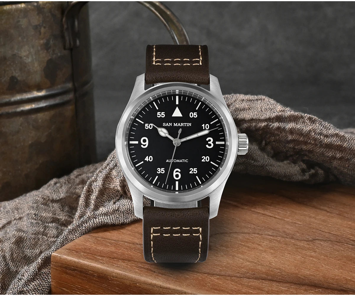 SAN MARTIN Pilot Automatic Mechanical Watch Miyota 8215 37mm