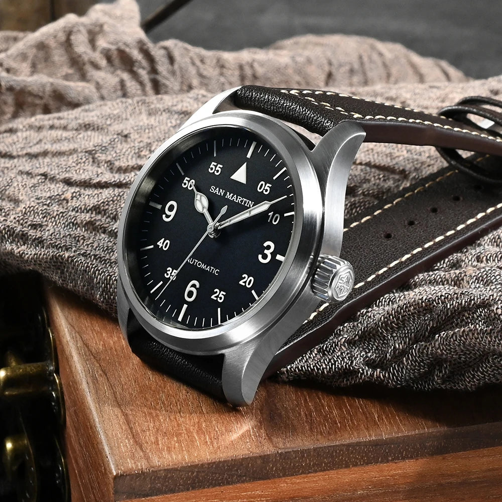 SAN MARTIN Pilot Automatic Mechanical Watch Miyota 8215 37mm