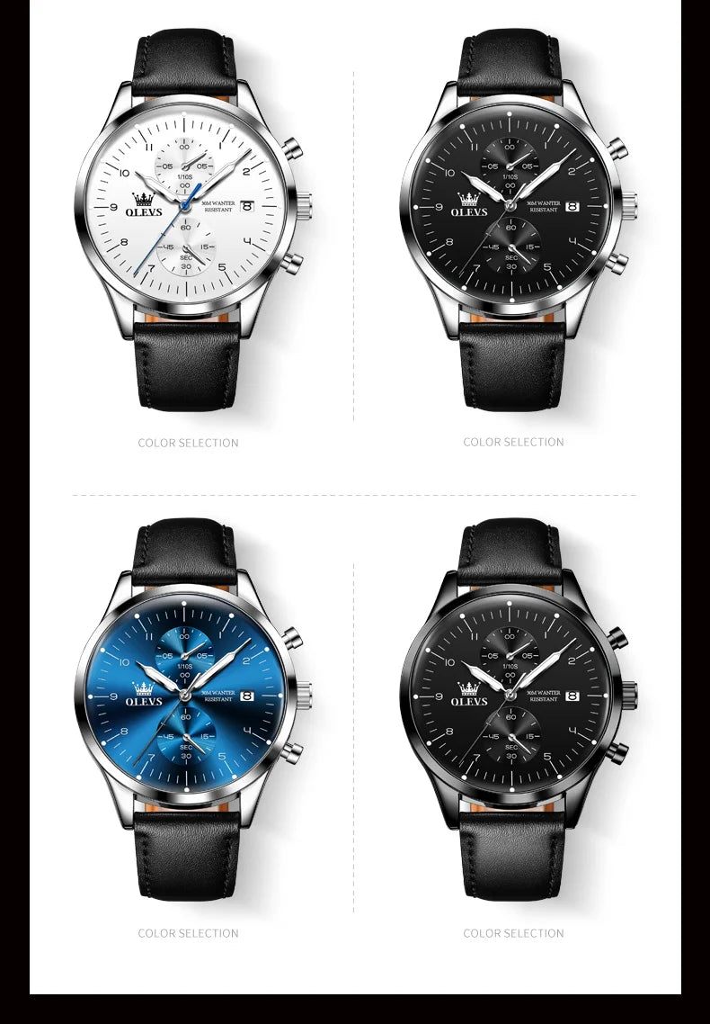 OLEVS Brand Belt Men's Chronograph Calendar Quartz Watch 2880