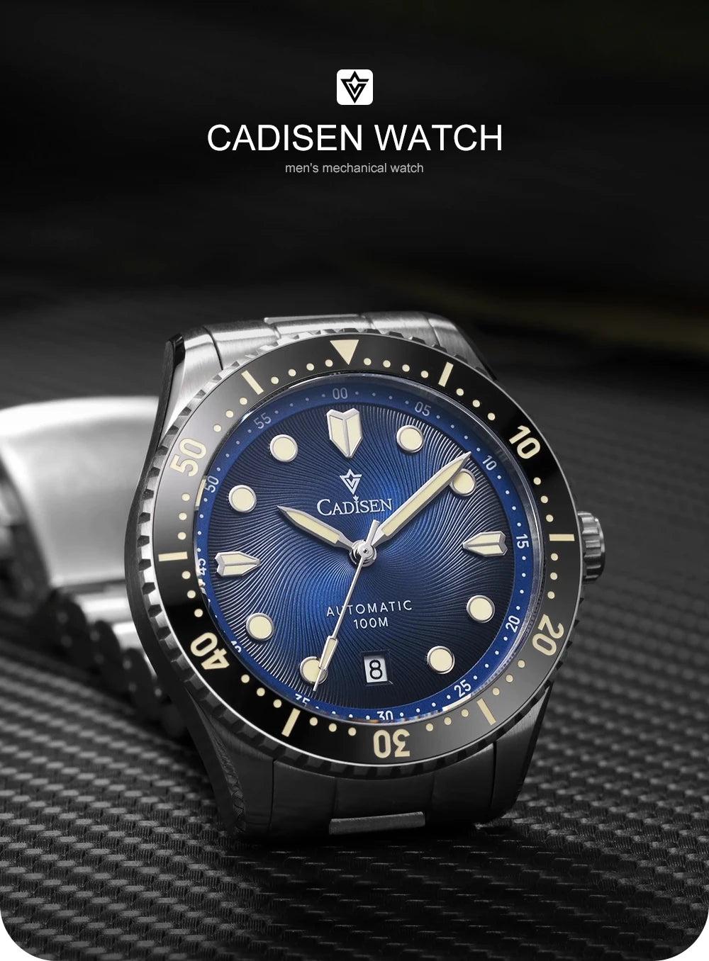 CADISEN Automatic Mechanical Sapphire Week Display Watch C8245
