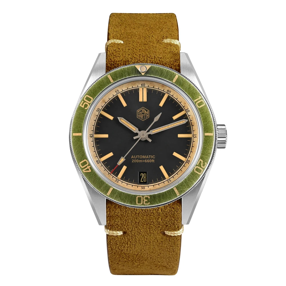 SAN MARTIN Vintage Distressed Automatic Dive Watch NH35 SN0116