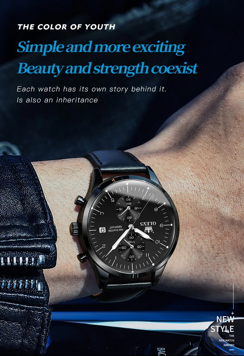 OLEVS Brand Belt Men's Chronograph Calendar Quartz Watch 2880