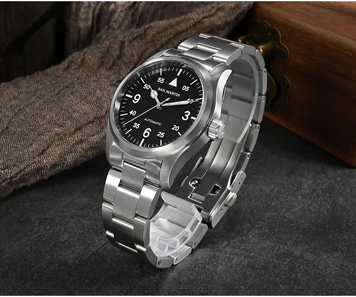 SAN MARTIN Pilot Automatic Mechanical Watch Miyota 8215 37mm