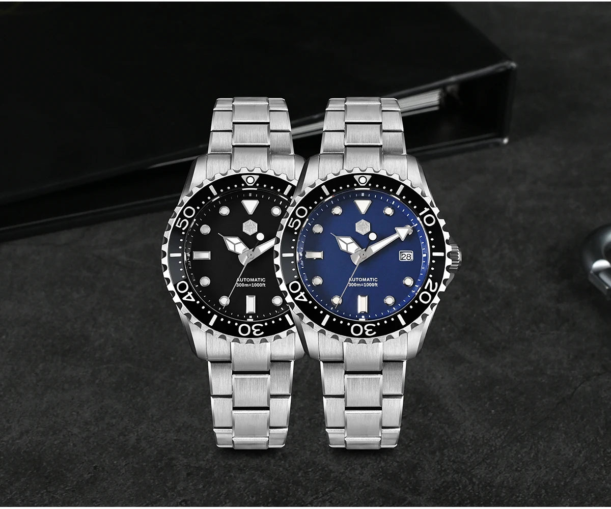 SAN MARTIN Automatic Diver Watch Enamel Dial 300m SN0009GD