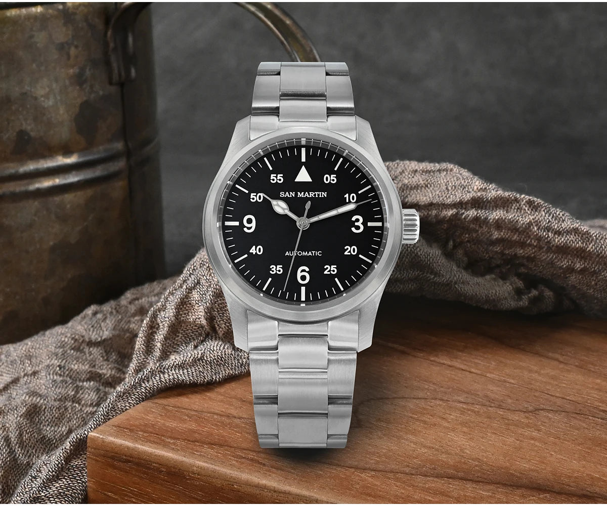 SAN MARTIN Pilot Automatic Mechanical Watch Miyota 8215 37mm