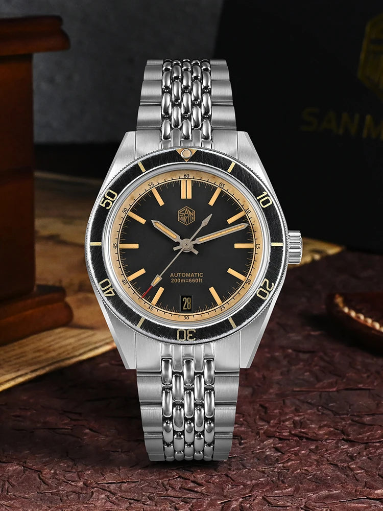 SAN MARTIN Vintage Distressed Automatic Dive Watch NH35 SN0116