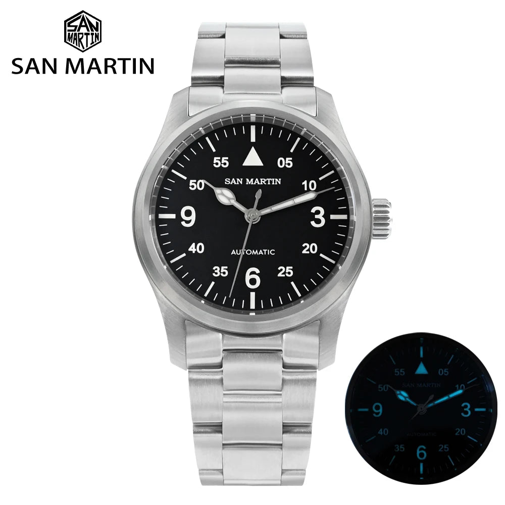 SAN MARTIN Pilot Automatic Mechanical Watch Miyota 8215 37mm
