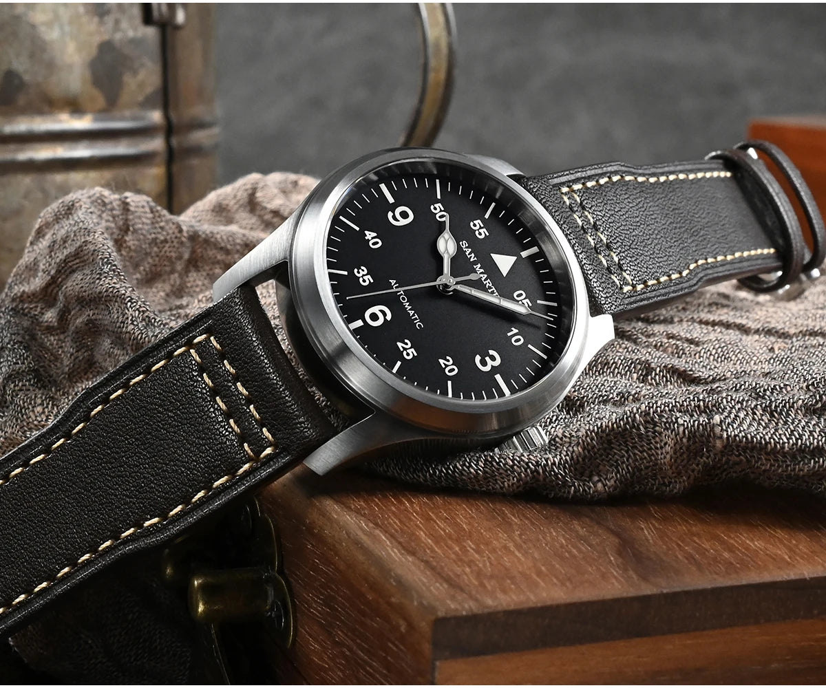 SAN MARTIN Pilot Automatic Mechanical Watch Miyota 8215 37mm