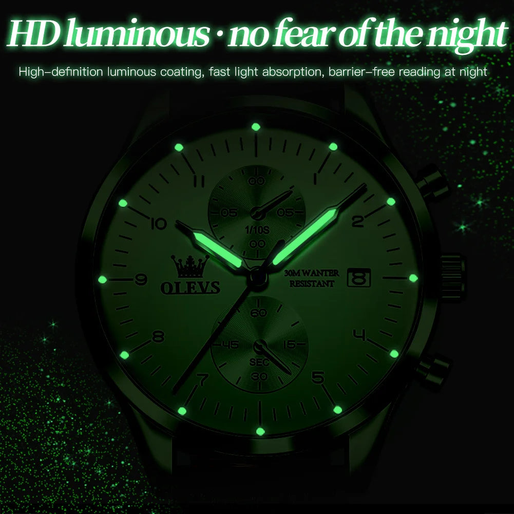 OLEVS Brand Belt Men's Chronograph Calendar Quartz Watch 2880