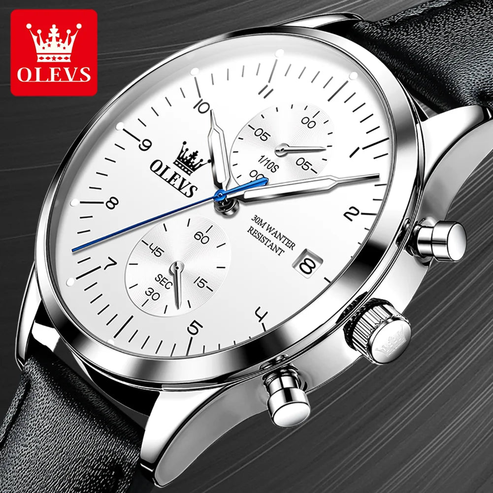 OLEVS Brand Belt Men's Chronograph Calendar Quartz Watch 2880
