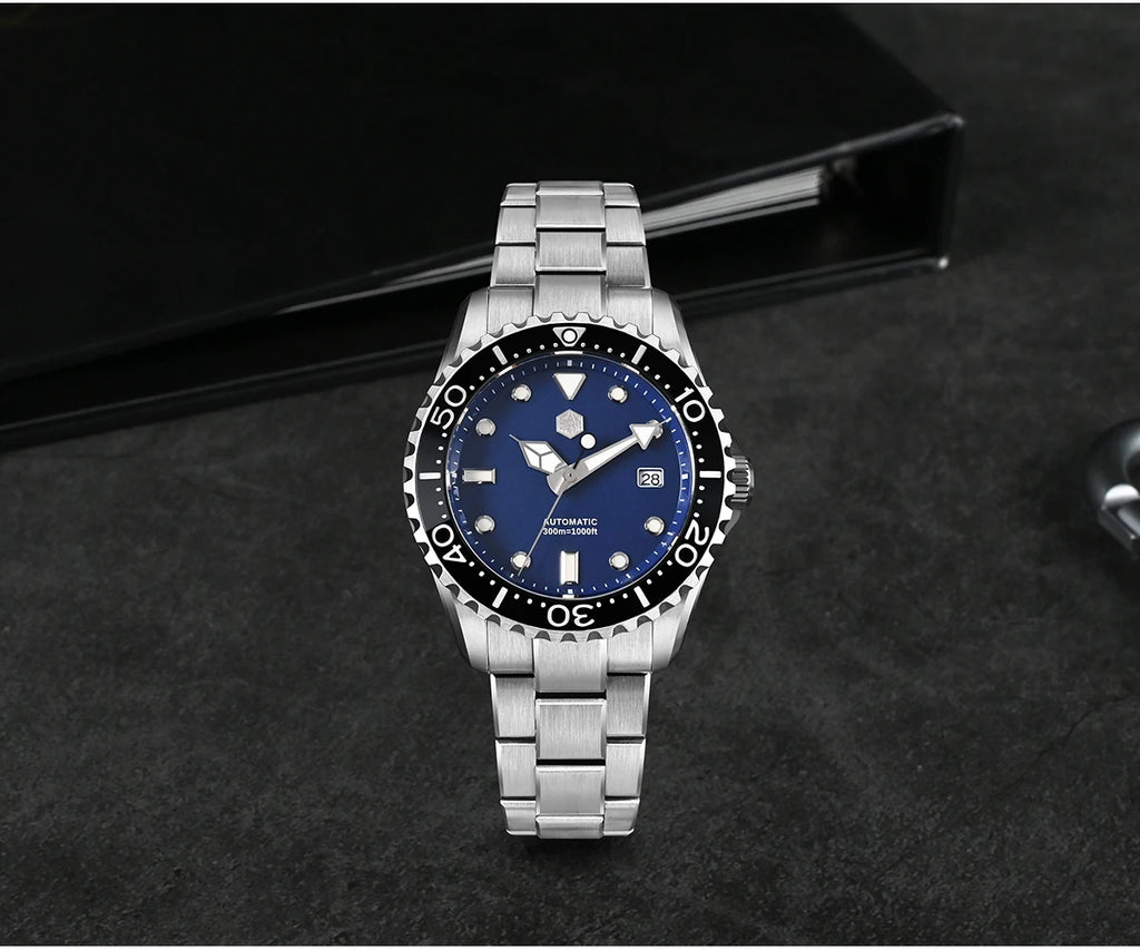 SAN MARTIN Automatic Diver Watch Enamel Dial 300m SN0009GD
