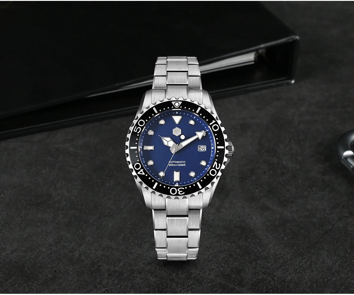 SAN MARTIN Automatic Diver Watch Enamel Dial 300m SN0009GD