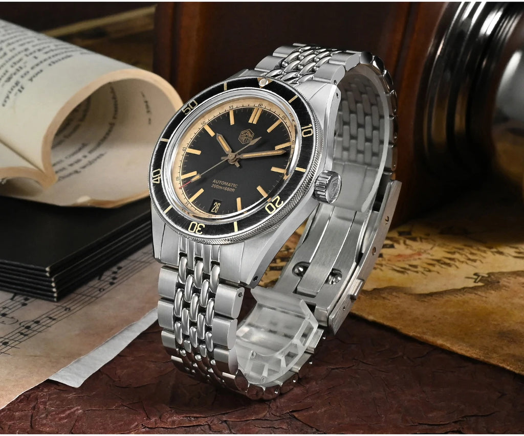 SAN MARTIN Vintage Distressed Automatic Dive Watch NH35 SN0116