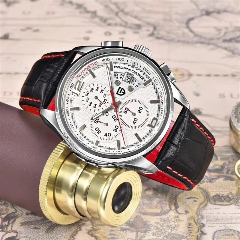 PAGANI DESIGN Military Style Quartz Leather Watch 2024 PD 3306