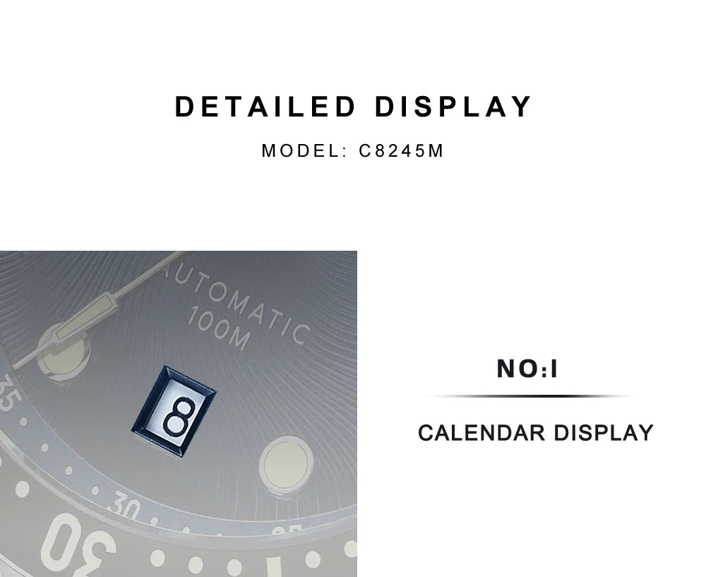 CADISEN Automatic Mechanical Sapphire Week Display Watch C8245