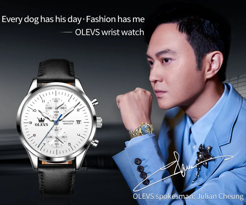OLEVS Brand Belt Men's Chronograph Calendar Quartz Watch 2880