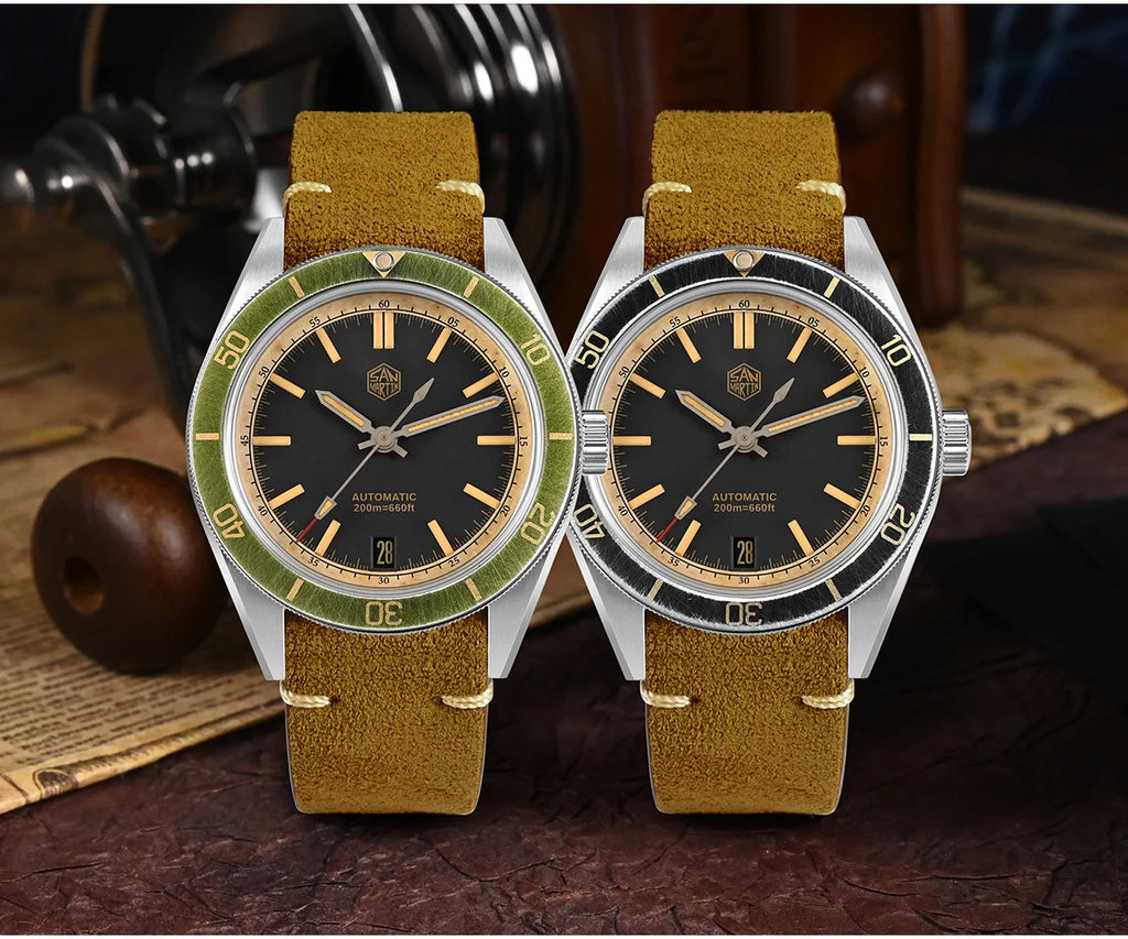 SAN MARTIN Vintage Distressed Automatic Dive Watch NH35 SN0116
